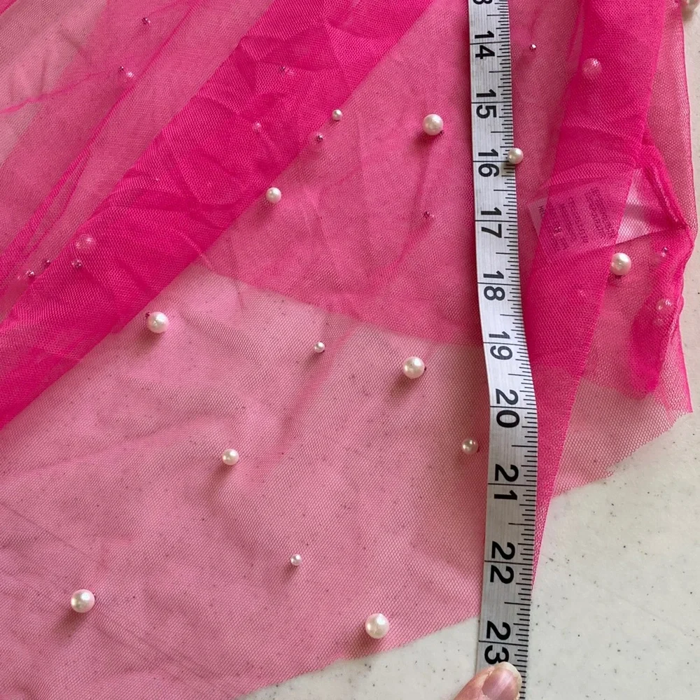 Pink Lily Hot Pink Sheer Cover-Up with Faux Pearls - Picture 7 of 7